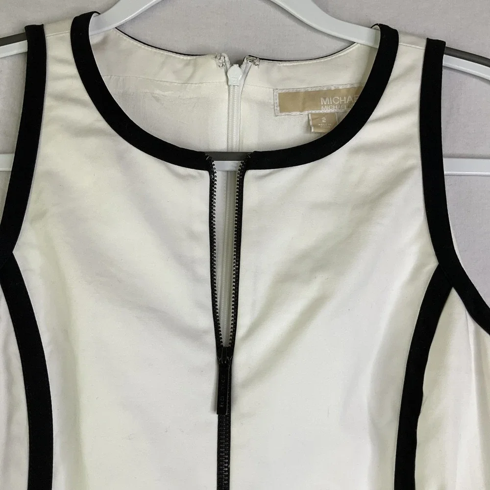 Michael Kors‎ White Sleeveless Knee Length Sheath Dress Piping Career Summer 2